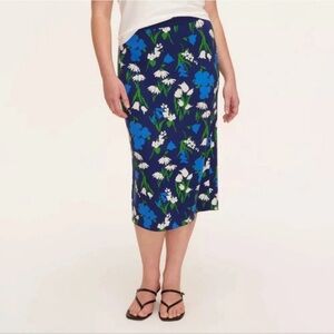 Kate Spade Blue Floral Midi Skirt
